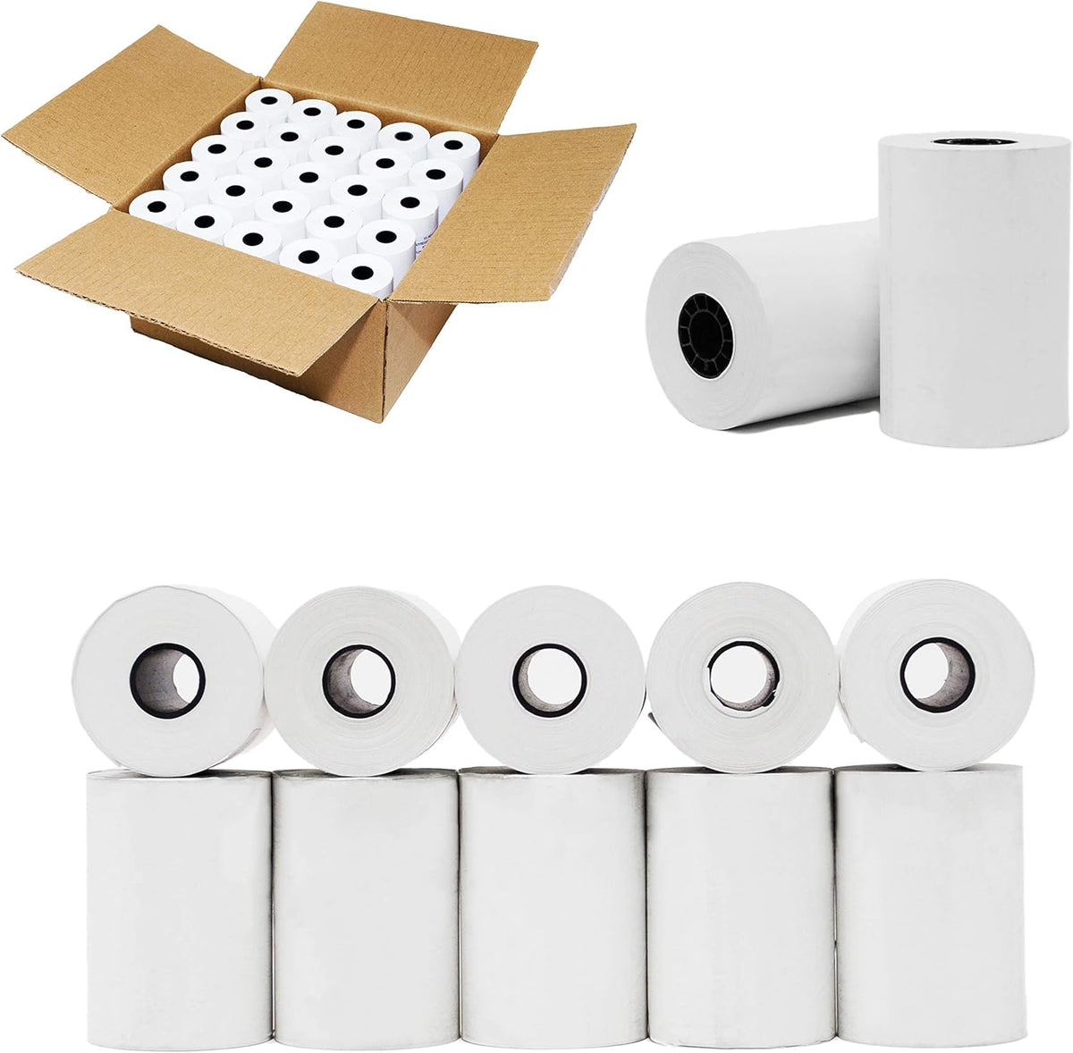 (50 Rolls) 2 1/4 x 50 Thermal Paper Receipt Rolls 2.25 x 50 ft POS Cash Register fits All Credit Card Terminals - PuriLite