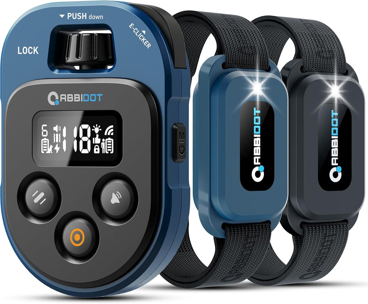 ABBIDOT Shock Collar 2 Dogs - 4500ft Dog Training Collar, 178 Levels, E-cliker, Waterproof Remote & Collar, Night Light E Collar for Small Medium Large Dogs (Black, 2 Collars) - PuriLite