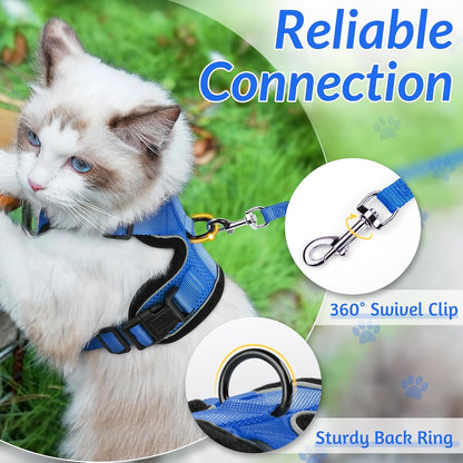 rabbitgoo Cat Harness and Leash for Walking, Escape Proof Soft Adjustable Vest Harnesses for Small Medium Cats, Easy Control Breathable Reflective Strips Jacket, XS, Black - PuriLite