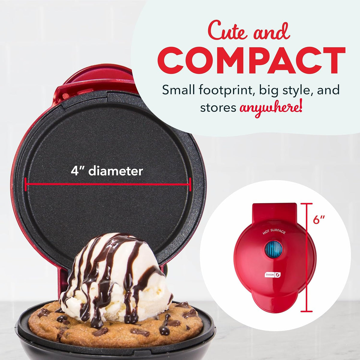DASH Mini Maker Electric Round Griddle for Individual Pancakes, Cookies, Eggs & other on the go Breakfast, Lunch & Snacks with Indicator Light + Included Recipe Book - Aqua,4 Inch - PuriLite