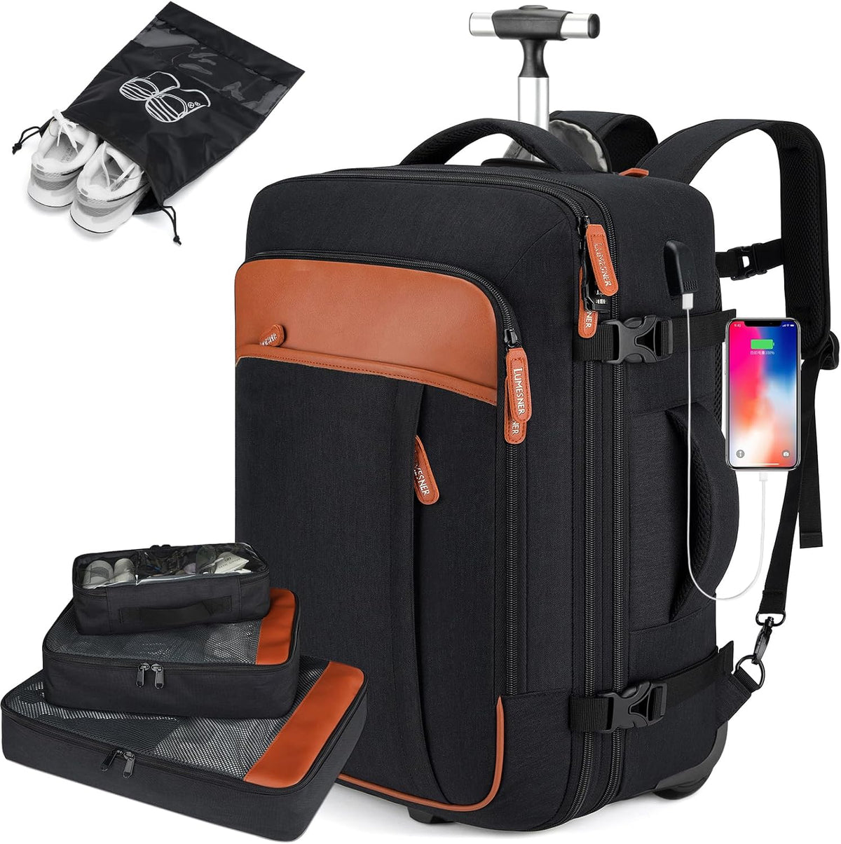Lumesner Carry on Backpack, Extra Large 40L Flight Approved Travel Backpack for Men & Women - PuriLite
