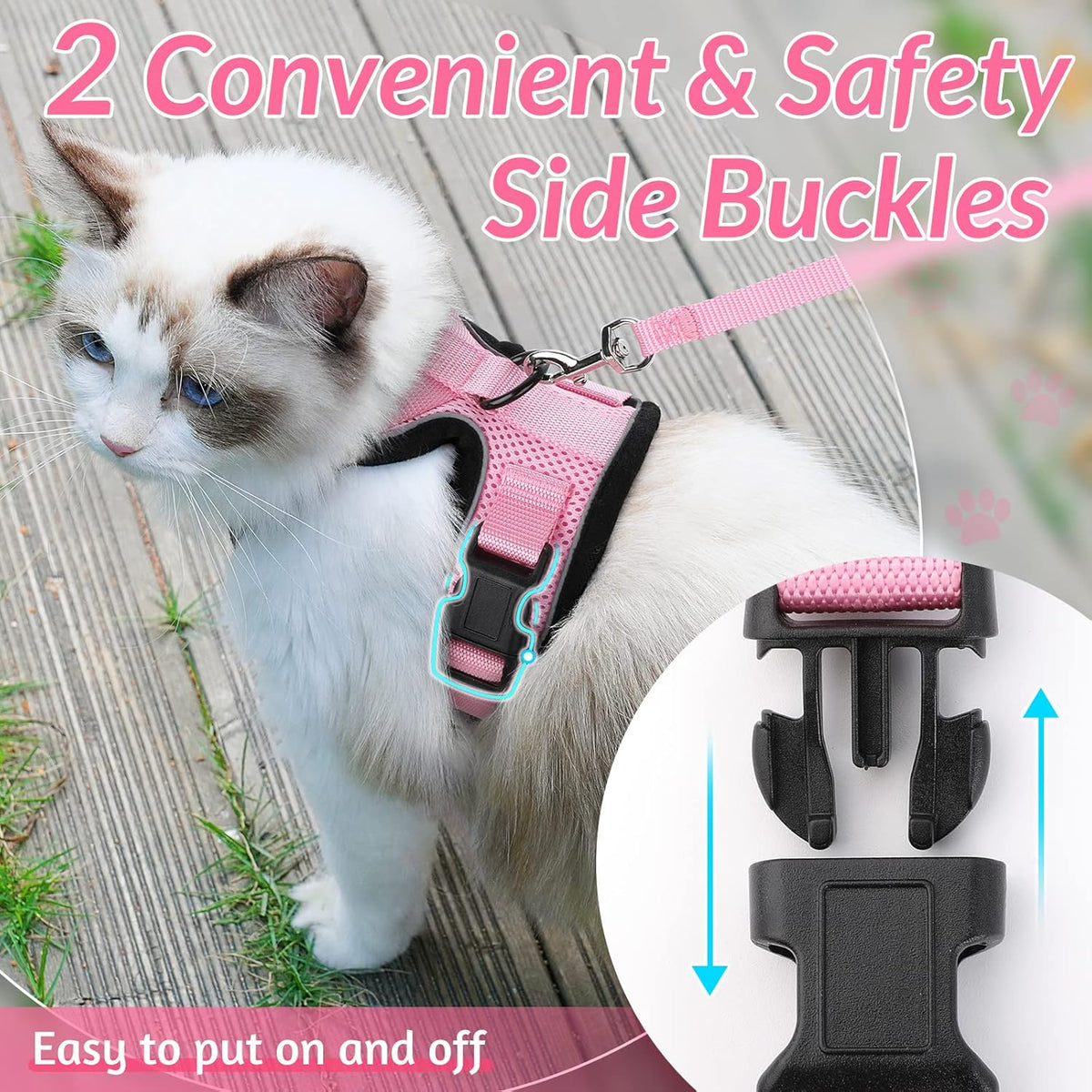 rabbitgoo Cat Harness and Leash for Walking, Escape Proof Soft Adjustable Vest Harnesses for Small Medium Cats, Easy Control Breathable Reflective Strips Jacket, XS, Black - PuriLite