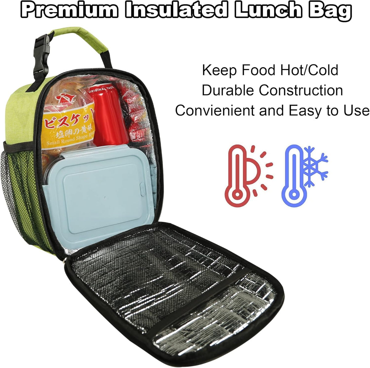 Lunch Box for Men Women Adults Small Lunch Bag for Office Work Picnic - Reusable Portable Lunchbox, Black - PuriLite