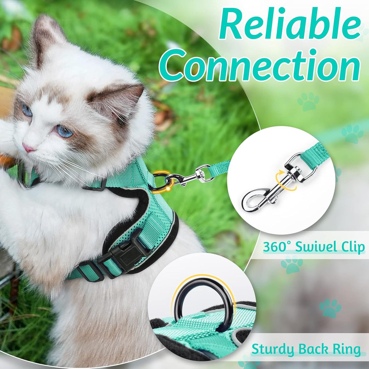 rabbitgoo Cat Harness and Leash for Walking, Escape Proof Soft Adjustable Vest Harnesses for Small Medium Cats, Easy Control Breathable Reflective Strips Jacket, XS, Black - PuriLite