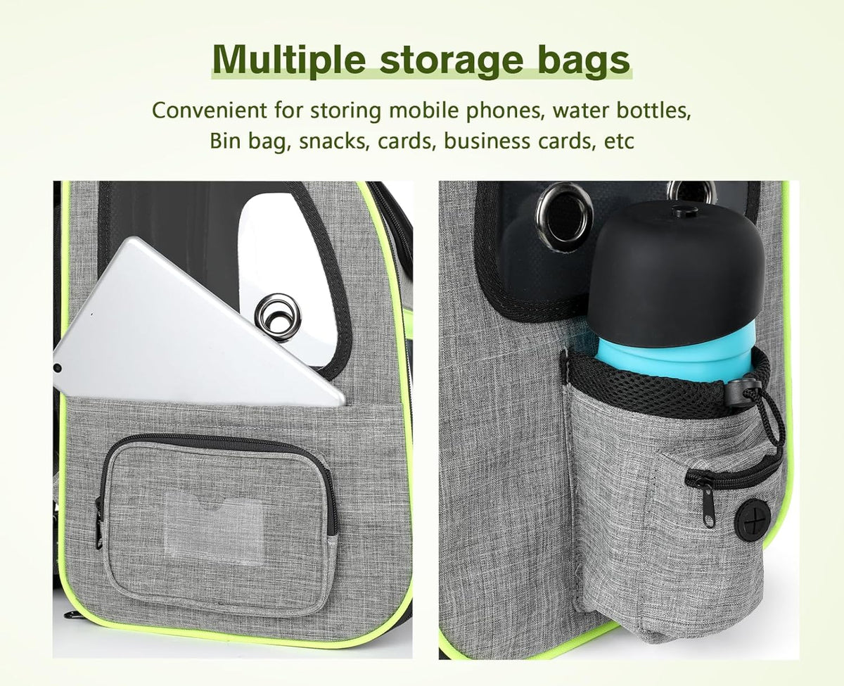 Pecute Pet Carrier Backpack, Dog Carrier Backpack Expandable with Breathable Mesh for Pets ＜6kg, Pet Backpack Carrier for Hiking Travel Camping Outdoor - PuriLite