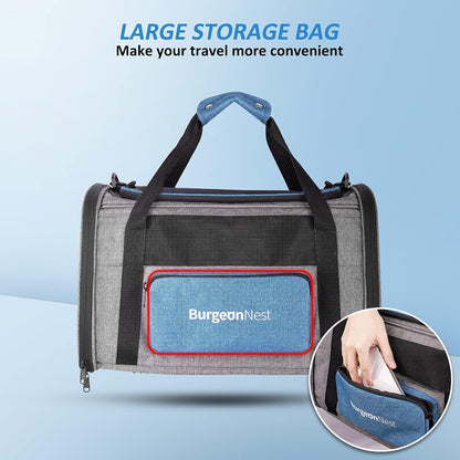 BurgeonNest Cat Carriers for Medium Cats Under 25 lbs, Pet Carrier for Cats with Unique Side Bag,Top Load Small Pet Carrier Soft-Sided Escape Proof with 4 Ventilated Windows - PuriLite