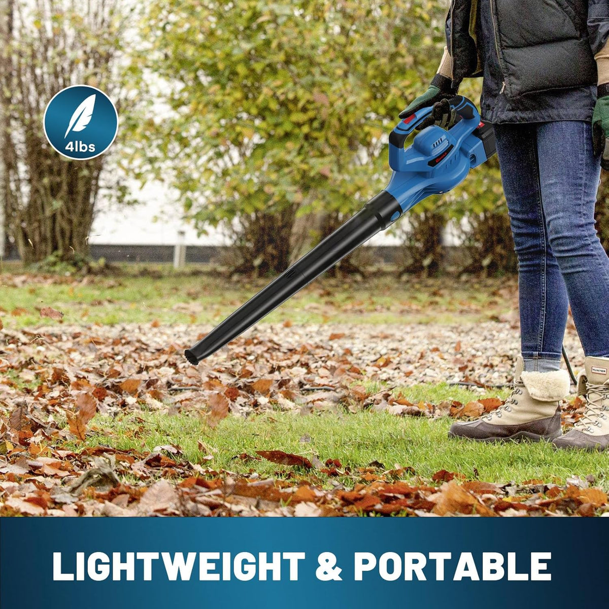 Enhulk 20V 4.0Ah Cordless Leaf Blower,460CFM &190MPH,2-in-1 Battery Powered Leaf Blower,6 Variable Speed,for Blowing Leaves,Debris,Snow and Dust,4.0Ah Battery&Charger Included - PuriLite