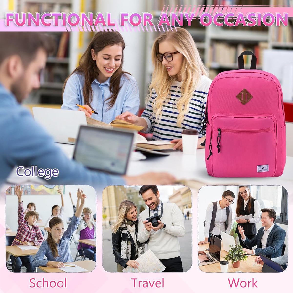 School Backpack for Kids,Lightweight Water Resistant Work Travel Backpack for Women Men Teens VONXURY - PuriLite