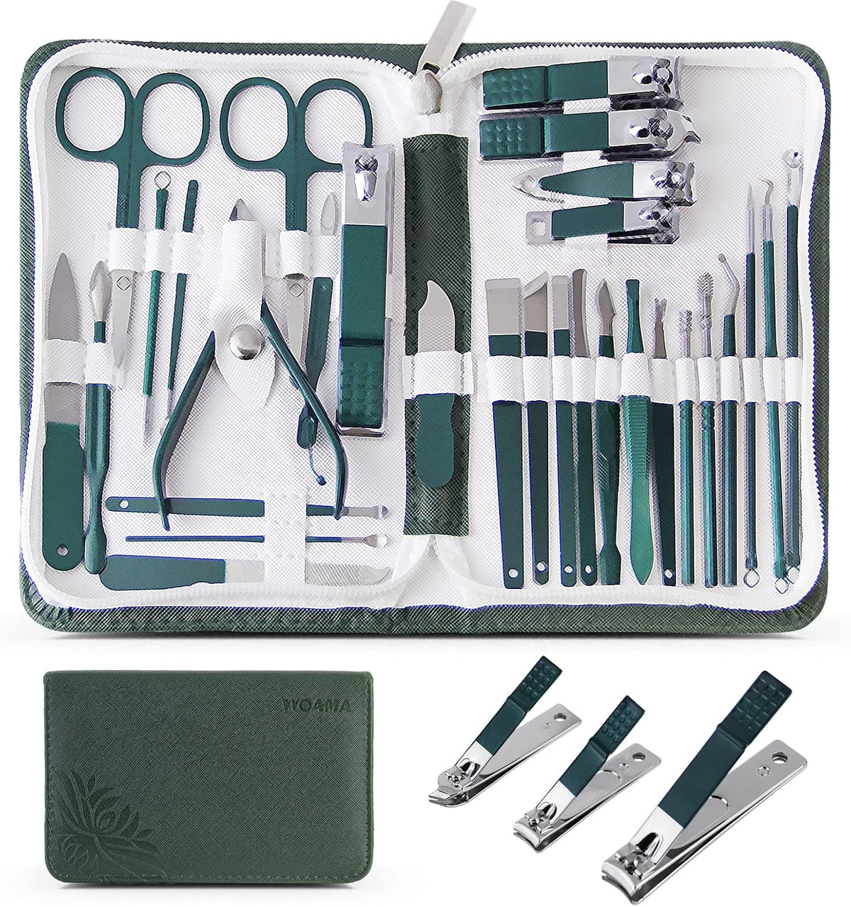 WOAMA Manicure Set 30 in 1 Nail Clipper Set Nail Kit for Women Men Stainless Steel Manicure Kit Professional with Travel Case - PuriLite