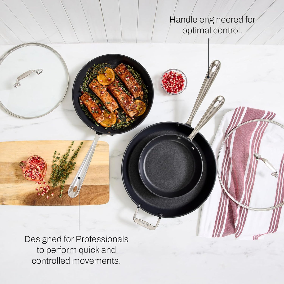 All-Clad HA1 Hard Anodized Nonstick Frying Pan with Lid, 12 Inch Pan Cookware, Medium Grey - 2100090552