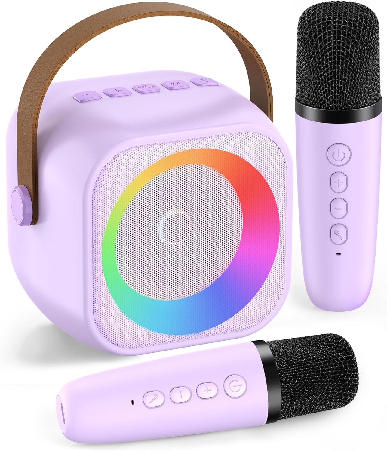 Mini Karaoke Machine, Portable Bluetooth Karaoke Speaker with 2 Wireless Microphones and Party Lights for Kids and Adults, Birthday Gifts for Girls Boys Family Home Party (Hotpink) - PuriLite