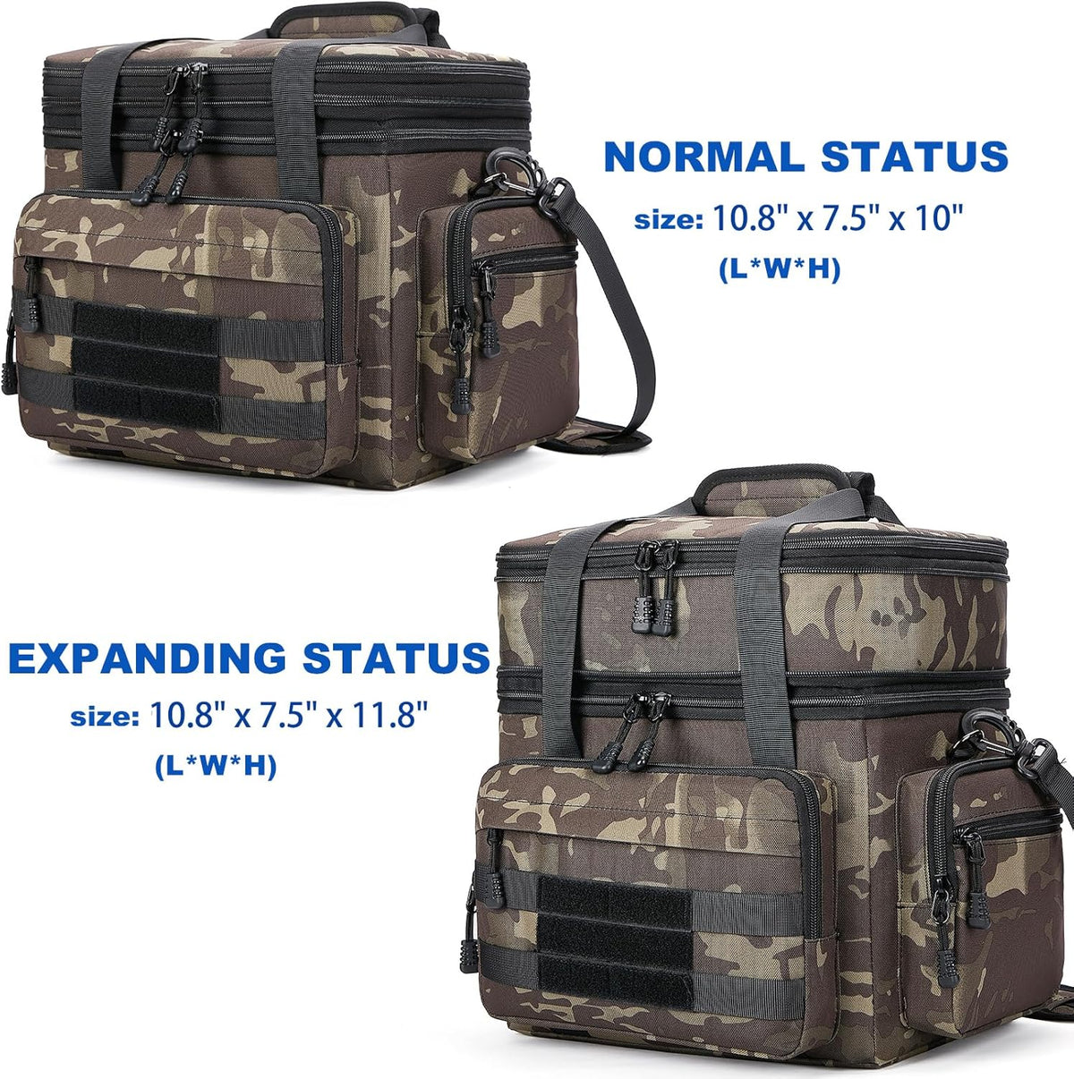Tactical Lunch Bag for Men, Large Leakproof Insulated Lunch Box, Lunch Cooler Bag with Shoulder Strap, Lunch Pail for Adults Work Outdoor Picnic Trips, Black Camo - PuriLite