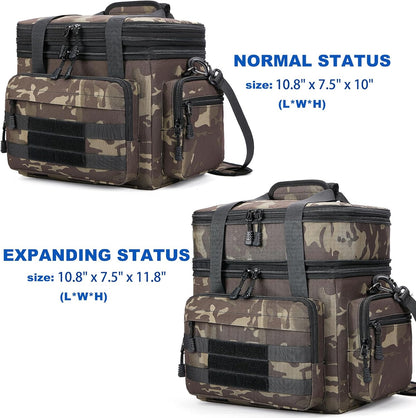 Tactical Lunch Bag for Men, Large Leakproof Insulated Lunch Box, Lunch Cooler Bag with Shoulder Strap, Lunch Pail for Adults Work Outdoor Picnic Trips, Black Camo - PuriLite