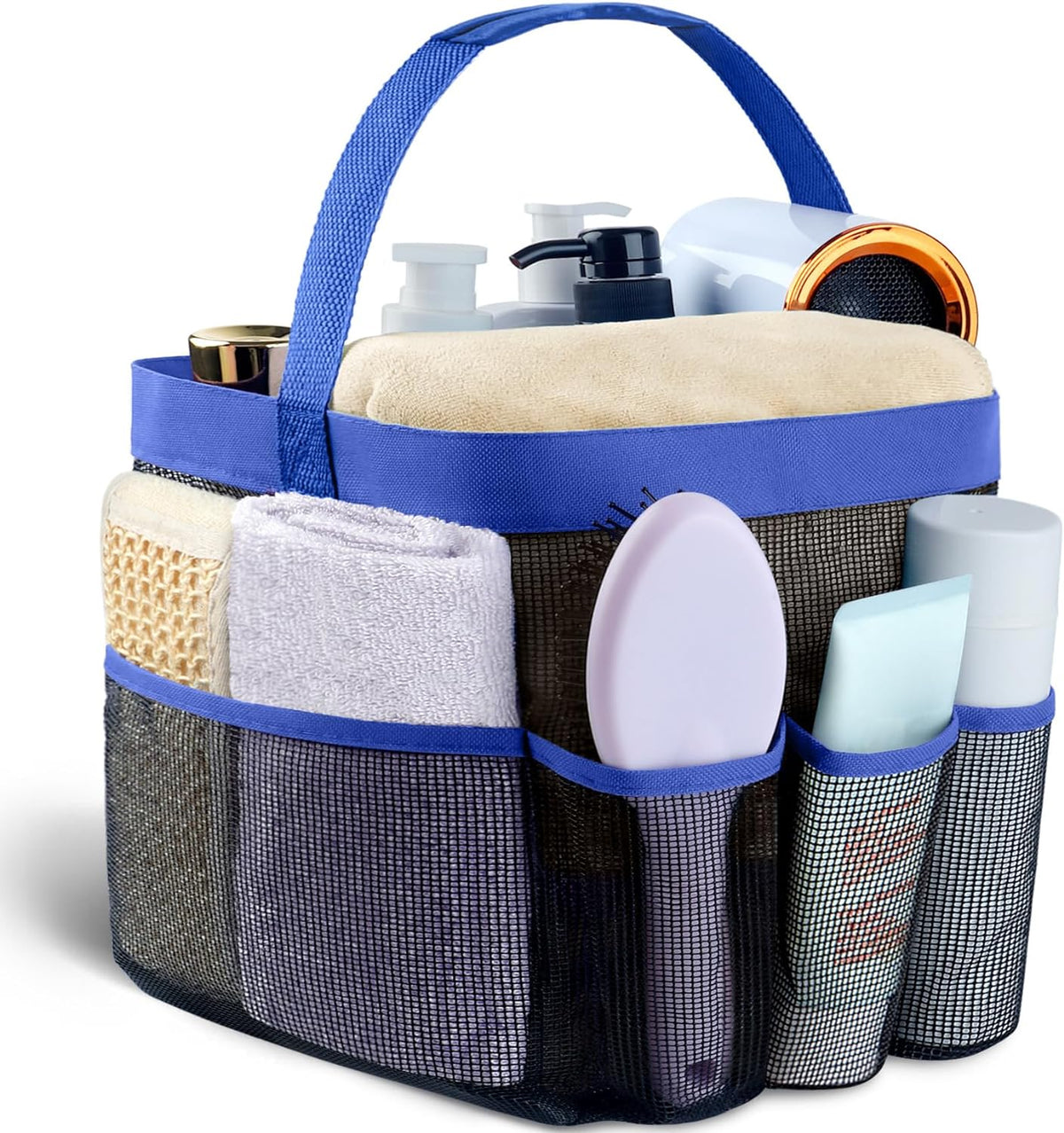Attmu Mesh Shower Caddy Portable for College Dorm Room Essentials with 8 Pockets, Hanging Shower Caddy Basket Tote Bag Toiletry Accessories for Bathroom - PuriLite