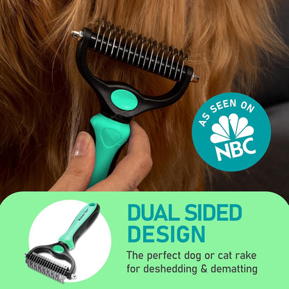 Maxpower Planet Pet Grooming Brush - Double Sided Shedding, Dematting - Undercoat Rake for Dogs - Dog Grooming Brush - Deshedding Brush for Dogs - Dog Brush, Cat Brush, Reduce Shedding by 95%, Black - PuriLite