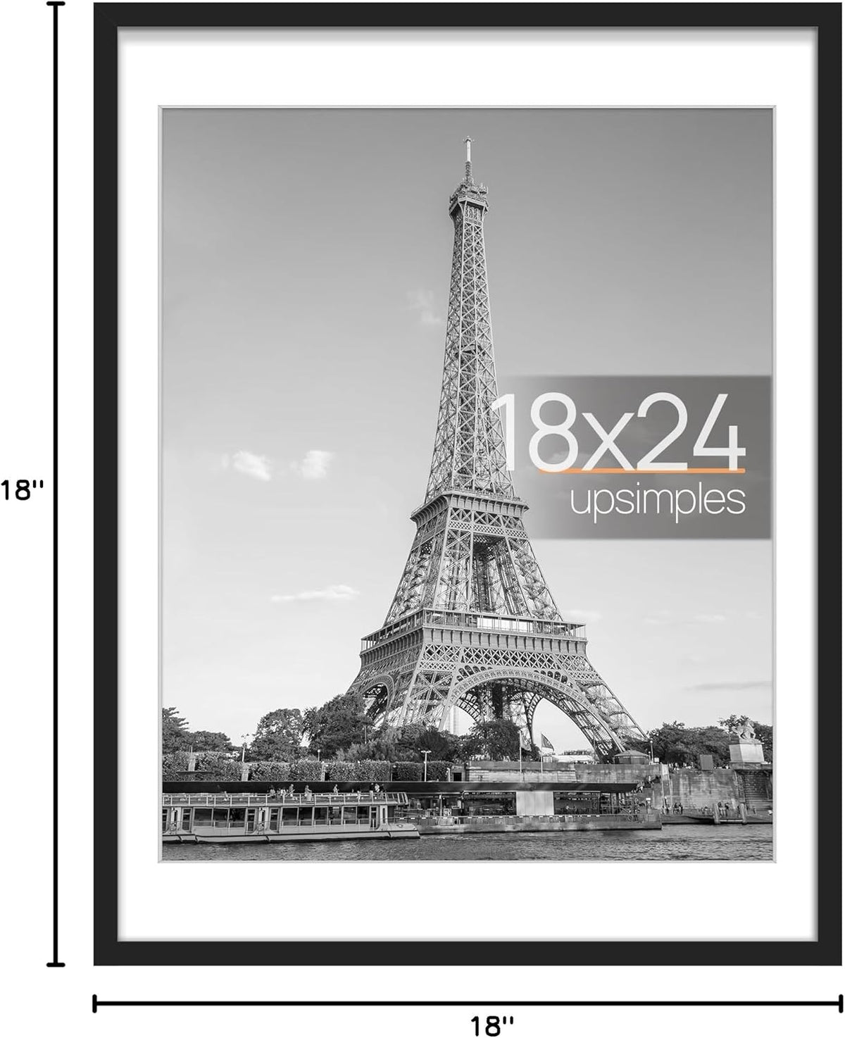 upsimples 11x14 Picture Frame, Display Pictures 8x10 with Mat or 11x14 Without Mat, Wall Hanging Photo Frames, Black - PuriLite