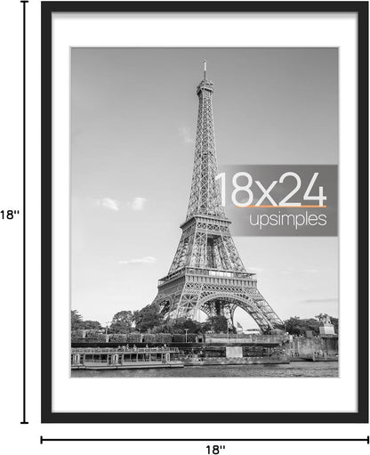 upsimples 11x14 Picture Frame, Display Pictures 8x10 with Mat or 11x14 Without Mat, Wall Hanging Photo Frames, Black - PuriLite
