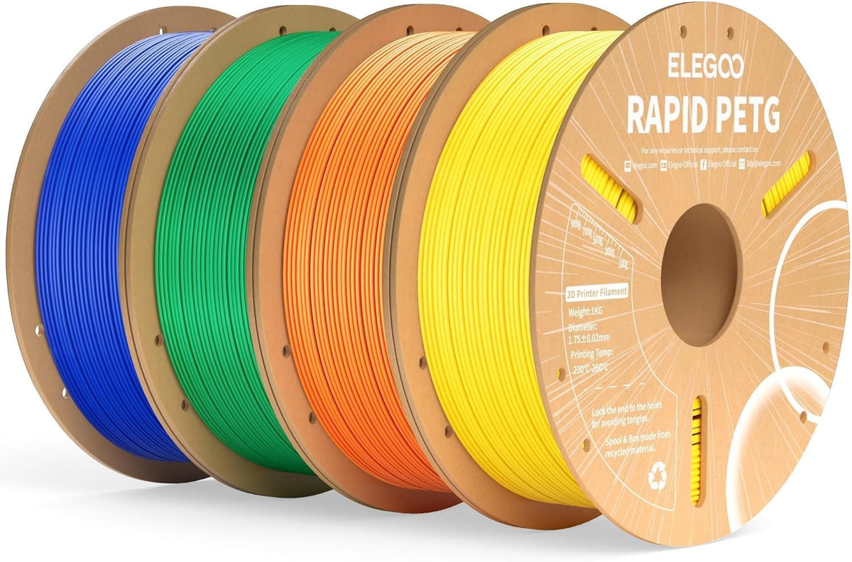 ELEGOO Rapid PETG Filament 1.75mm Black 1KG, 3D Printer Filament Max 600 mm/s High Speed Printing, Dimensional Accuracy +/- 0.02 mm Fit Most FDM Printer 1kg Cardboard Spool - PuriLite