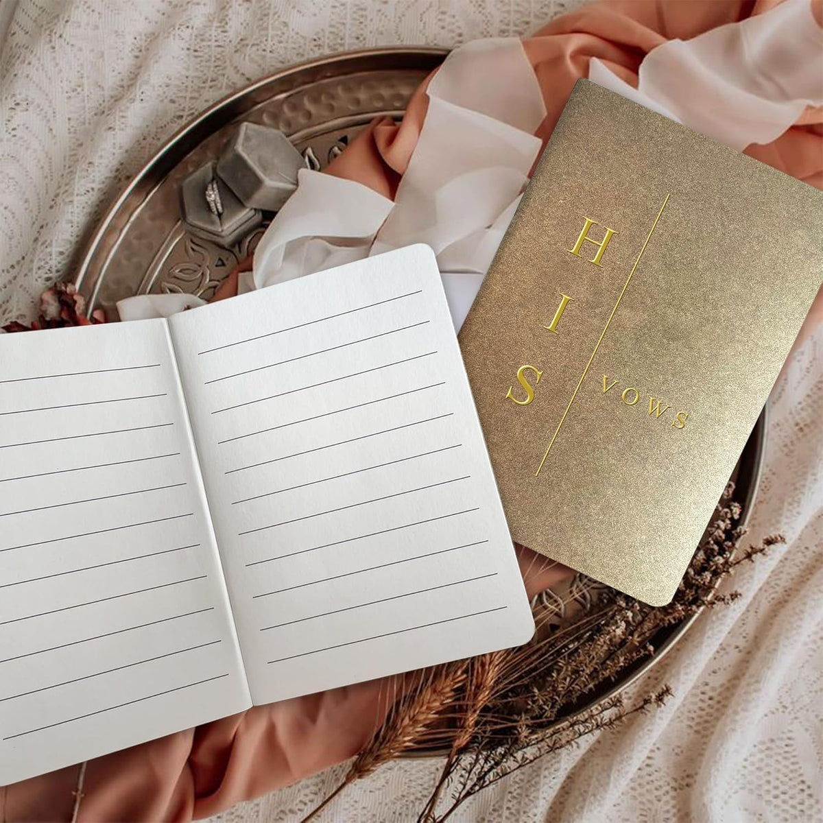 WeddingGiftsWedding Vow Books His and Hers Soft Touch Gold Foil Engraving Vow Books Wedding Essentials Wedding Accessories(TR-HH-Black) - PuriLite