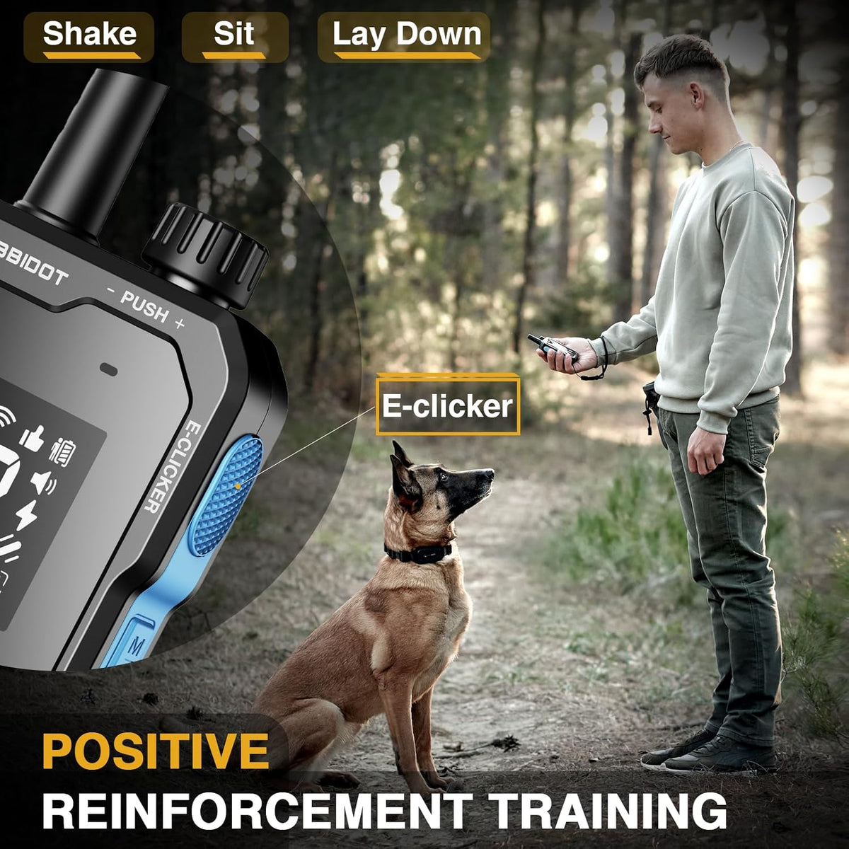 ABBIDOT Shock Collar - 4500ft Range Dog Training Collar with Remote, Super Mode, E-Clicker, Night Light, Safety Lock, Waterproof & Rechargeable E Collar for Small Medium Large Dogs (Black, 2 Collars) - PuriLite