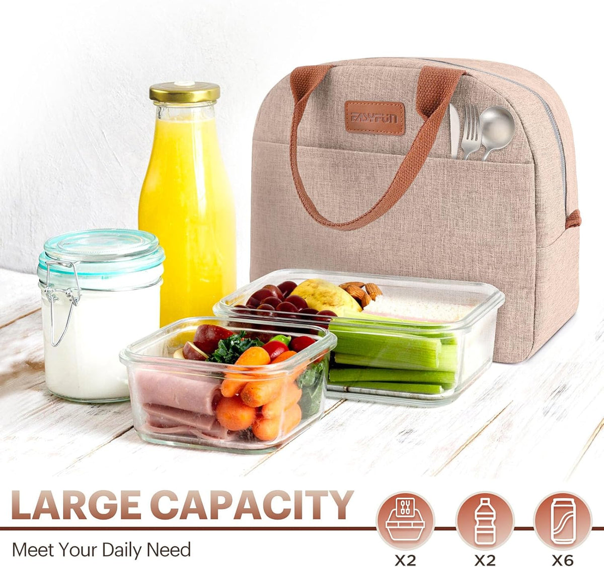 Lunch Bag for Women & Men Adult Insulated Lunch Box, Small Leakproof Cooler Food Lunch Containers Reusable High Capacity Lunch Tote Bags for Work, Travel, Outdoor - PuriLite