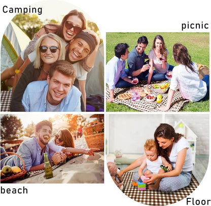SAMSIER Large Outdoor Picnic Blankets Waterproof Foldable, Beach Blanket Sandproof Portable, Cute Picnic Mat Washable (Navy Blue, 60"×80") - PuriLite