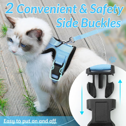 rabbitgoo Cat Harness and Leash for Walking, Escape Proof Soft Adjustable Vest Harnesses for Small Medium Cats, Easy Control Breathable Reflective Strips Jacket, XS, Black - PuriLite