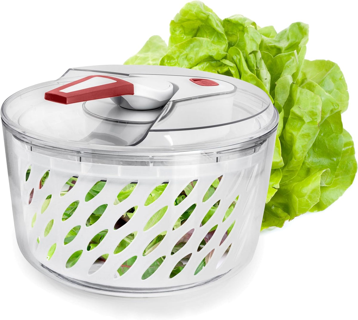 Valore Large Salad Spinner with Lid – Lettuce Washer and Vegetable Dryer – Fruit Cleaner & Serving Bowl – Easy Spin, Quick Brake, BPA-Free - PuriLite