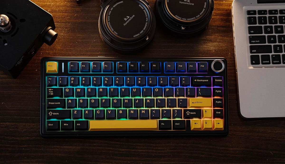 EPOMAKER x Aula F75 Gasket Mechanical Keyboard, 75% Wireless Hot Swappable Gaming Keyboard with Five-Layer Padding&Knob, Bluetooth/2.4GHz/USB-C, RGB (Black Gradient, LEOBOG Reaper Switch) - PuriLite