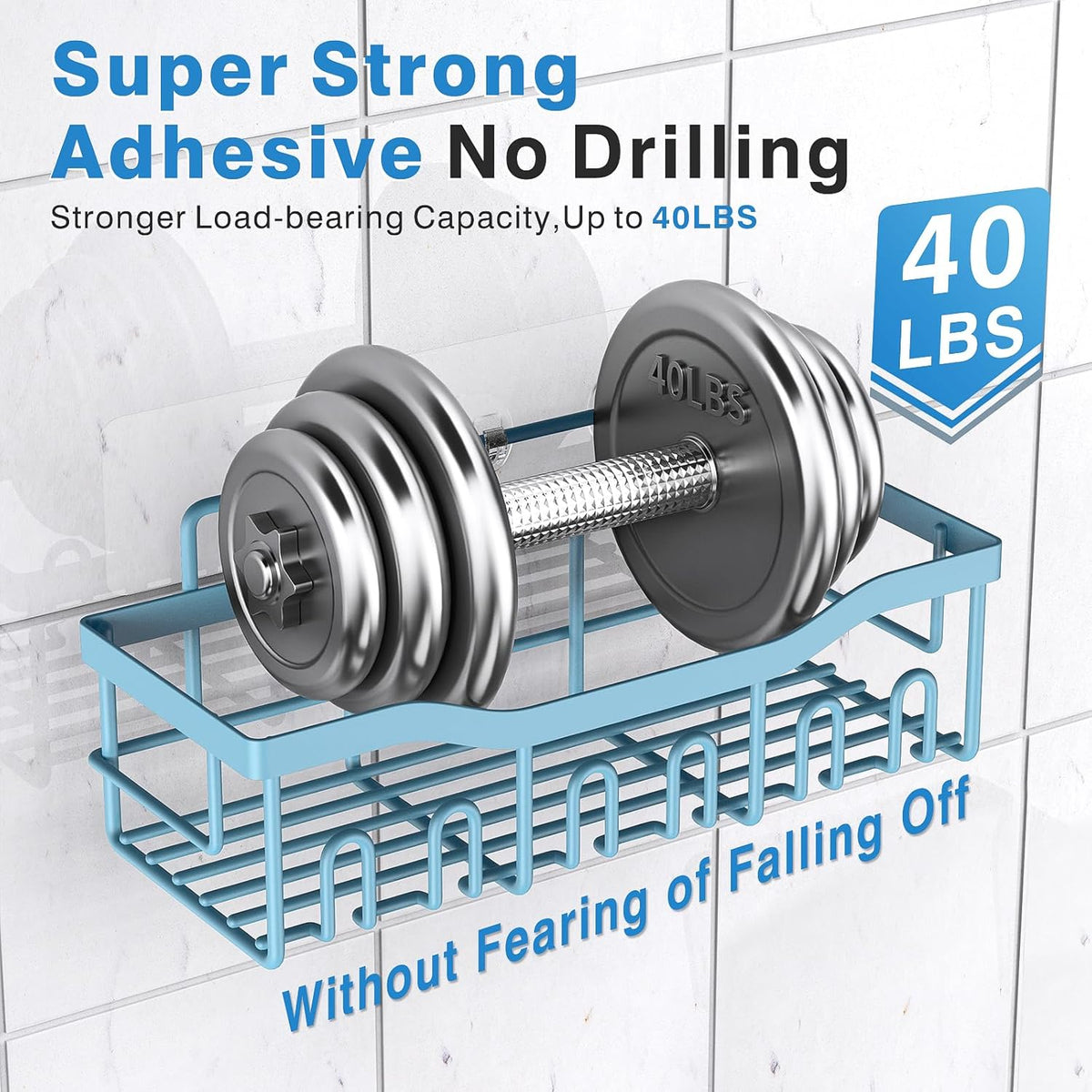 EUDELE 5-Pack Rustproof Stainless Steel Shower Caddy – No Drill Adhesive Bathroom Organizer with Large Capacity, Spacious Shower Shelves for Inside Shower, Kitchen & Home Decor Storage - PuriLite
