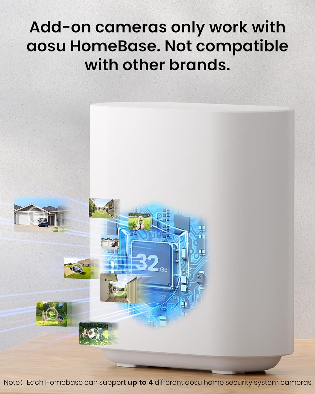 AOSU Solar Security Cameras Wireless Outdoor, 4 Cam-Kit, No Monthly Fees, Local Storage, Home Security Cameras System with Integrated Solar Panel, Easy Setup, 2K Color Night Vision, 5G & 2.4G WiFi - PuriLite