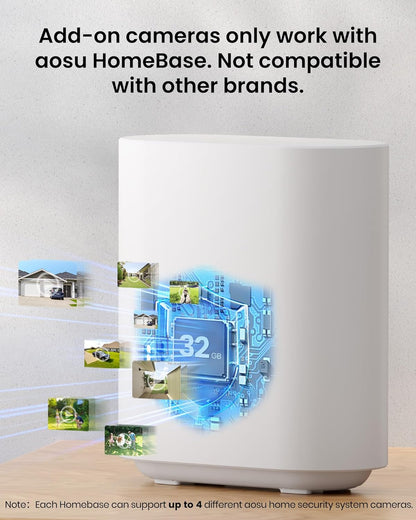 AOSU Solar Security Cameras Wireless Outdoor, 4 Cam-Kit, No Monthly Fees, Local Storage, Home Security Cameras System with Integrated Solar Panel, Easy Setup, 2K Color Night Vision, 5G & 2.4G WiFi - PuriLite