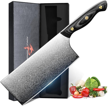 Purple Dragon Damascus Fish Fillet Knife - 7 inch Flexible Boning Knife with VG10 Core, Kitchen Slicing Knife with Full Tang Handle, Birthday Dad Mom Gift - PuriLite