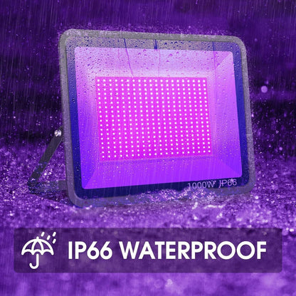 YANYCN 2 Pack 1000W LED Black Flood Light, Big Black Light Outdoor with Plug and Switch, IP66 Waterproof Blacklight for Glow Party, Halloween, Fluorescent Poster, Body Paint, Aquarium - PuriLite
