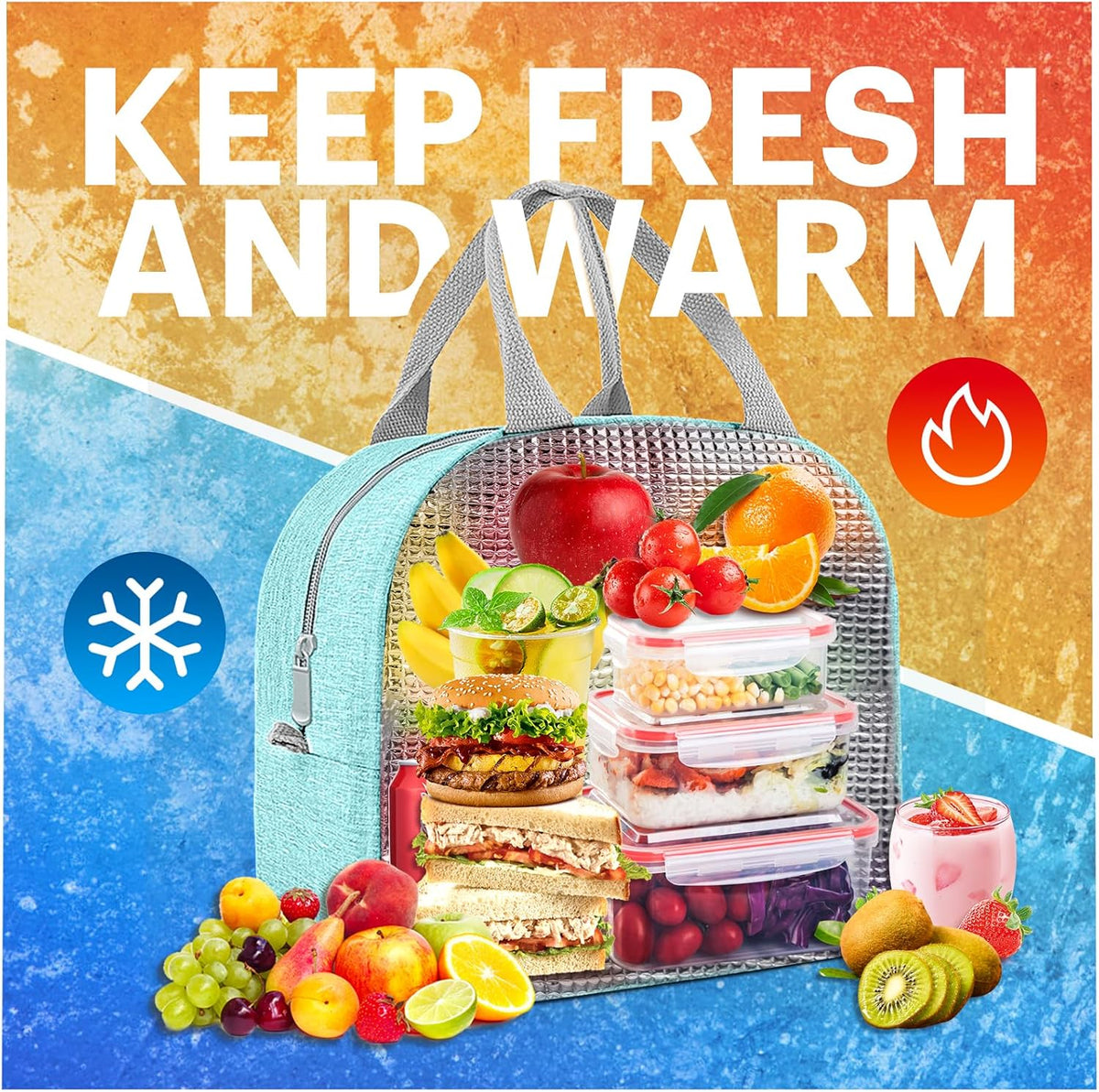 Lunch Bag for Women & Men Adult Insulated Lunch Box, Small Leakproof Cooler Food Lunch Containers Reusable High Capacity Lunch Tote Bags for Work, Travel, Outdoor - PuriLite