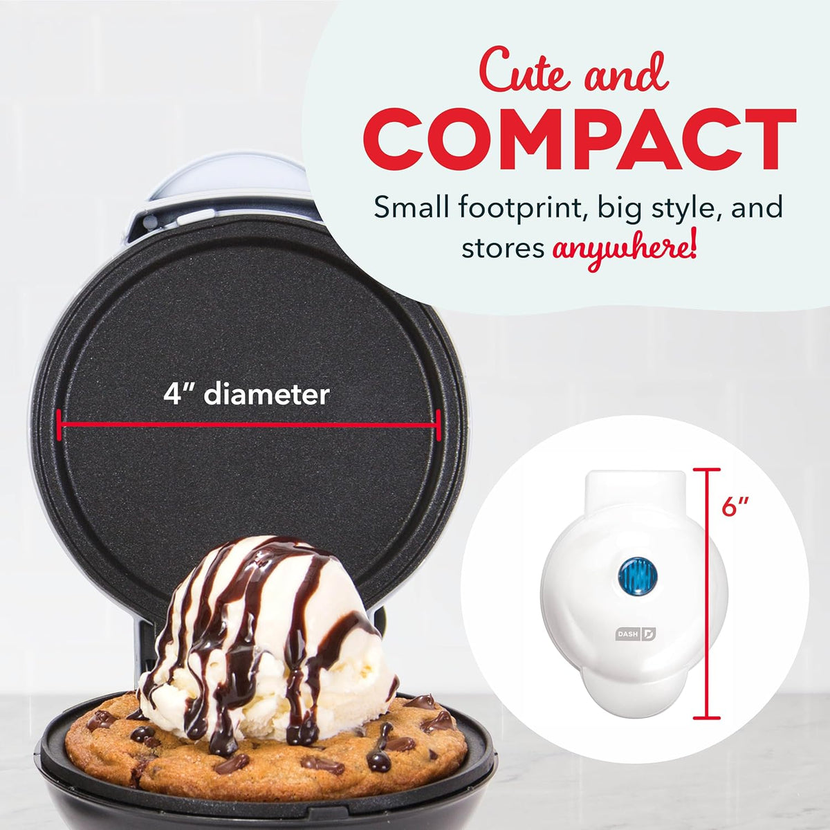 DASH Mini Maker Electric Round Griddle for Individual Pancakes, Cookies, Eggs & Other on The go Breakfast, Lunch & Snacks with Indicator Light + Included Recipe Book - White - PuriLite