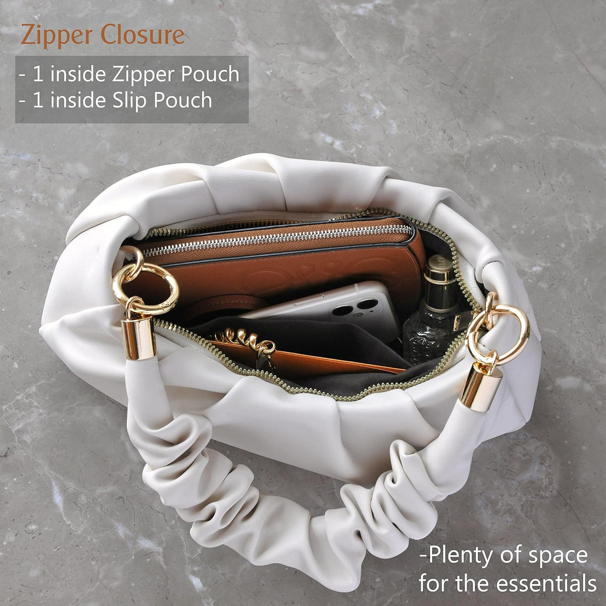 Cloud Pouch Bag Women Shoulder Handbag Soft Vegan Leather Vintage Hobo Chain Cross body Bag - PuriLite