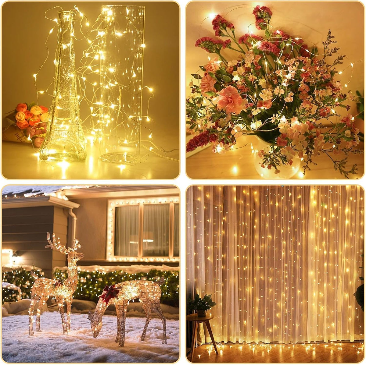 AlldGuo 2-Pack Fairy Lights Battery Powered – 2M 20 LED Warm White Twinkle Lights with Timer, Flexible Silver Wire Indoor String Lights for Bedroom, Christmas, Halloween, Party, DIY Decor - PuriLite