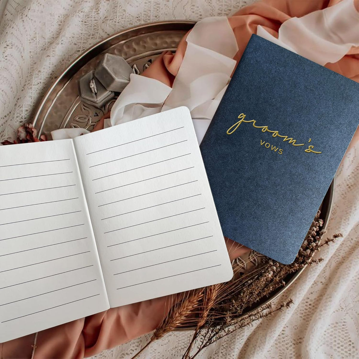 WeddingGiftsWedding Vow Books His and Hers Soft Touch Gold Foil Engraving Vow Books Wedding Essentials Wedding Accessories(TR-HH-Black) - PuriLite