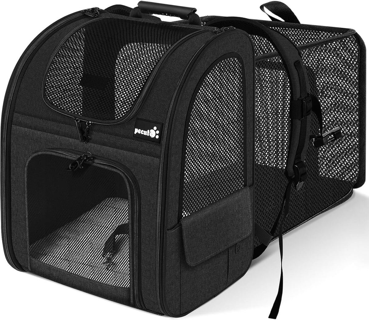 Pecute Pet Carrier Backpack, Dog Carrier Backpack Expandable with Breathable Mesh for Pets ＜6kg, Pet Backpack Carrier for Hiking Travel Camping Outdoor - PuriLite