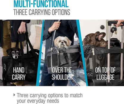 Sherpa Original Deluxe Travel Bag Pet Carrier, Airline Approved & Guaranteed-On-Board - Mesh Panels & Spring Frame, Locking Safety Zippers, Machine Washable Liner - Charcoal Gray, Medium - PuriLite