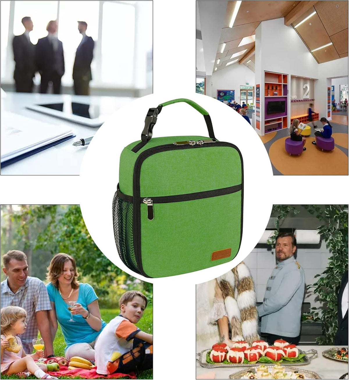 Lunch Box for Men Women Adults Small Lunch Bag for Office Work Picnic - Reusable Portable Lunchbox, Black - PuriLite