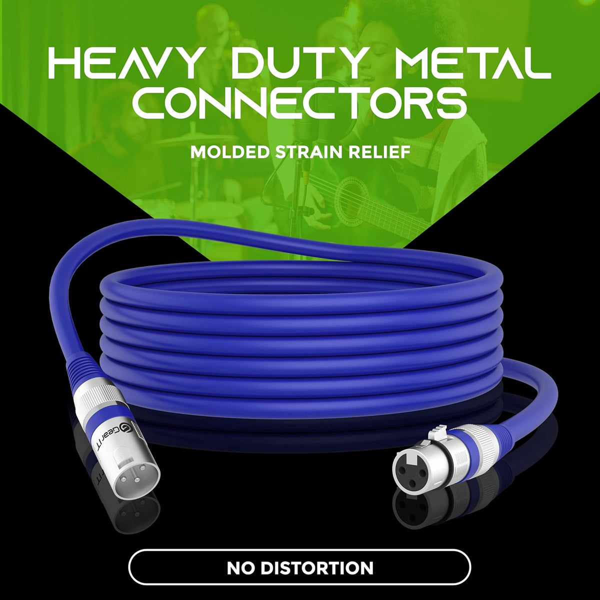 GEARit XLR Male to Female Microphone Cable (10 Feet, 6-Pack) 3-Pin Balanced Shielded Mixer, Recording Studio, Podcast - Black - PuriLite