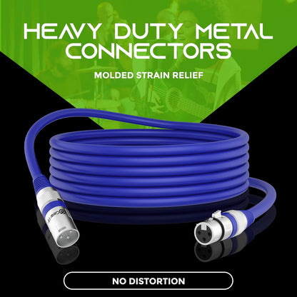 GEARit XLR Male to Female Microphone Cable (10 Feet, 6-Pack) 3-Pin Balanced Shielded Mixer, Recording Studio, Podcast - Black - PuriLite