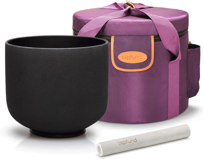 TOPFUND F Note Crystal Singing Bowl Heart Chakra 8 inch with Heavy Duty Carrying Case and Suede Striker - PuriLite