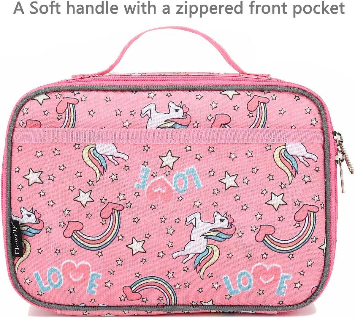 FlowFly Kids Lunch Box Insulated Soft Bag Mini Cooler Back to School Thermal Meal Tote Kit for Girls, Boys, Black - PuriLite