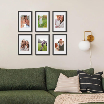 upsimples 11x14 Picture Frame, Display Pictures 8x10 with Mat or 11x14 Without Mat, Wall Hanging Photo Frames, Black - PuriLite