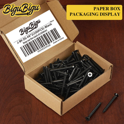 #4 * 2" Wood Screws, Flat Head Phillips Black Stainless Steel, 100Pcs Corrosion Resistant for Wood, Drywall Applications, and Outdoor Use - PuriLite