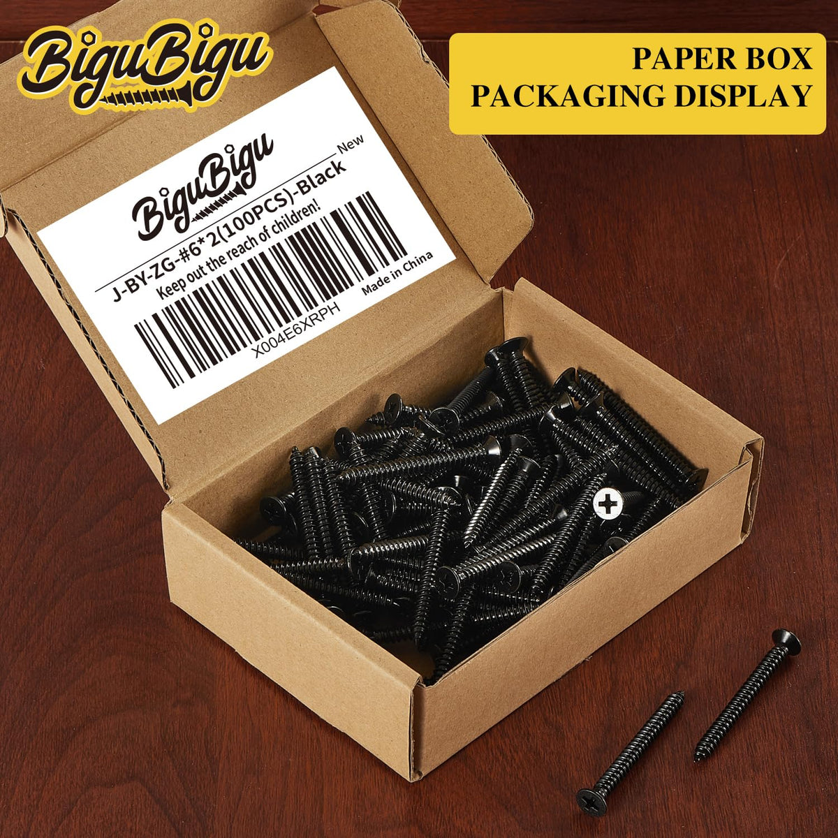 #4 * 2" Wood Screws, Flat Head Phillips Black Stainless Steel, 100Pcs Corrosion Resistant for Wood, Drywall Applications, and Outdoor Use - PuriLite