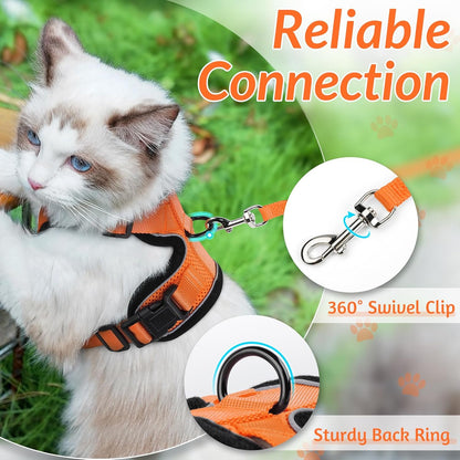 rabbitgoo Cat Harness and Leash for Walking, Escape Proof Soft Adjustable Vest Harnesses for Small Medium Cats, Easy Control Breathable Reflective Strips Jacket, XS, Black - PuriLite